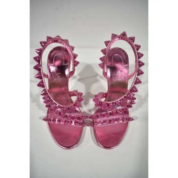 Christian Louboutin Spikita Strap 100 Confettis Pink Strappy Sandal Heel Pump 36 - Picture 7 of 13
